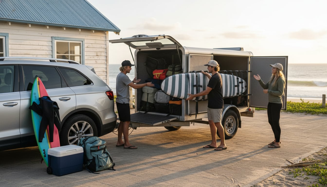 How To Arrange A Luggage Trailer For Surfboards | 2026 Guide | My Private Transfers how to arrange a luggage trailer for surfboards
